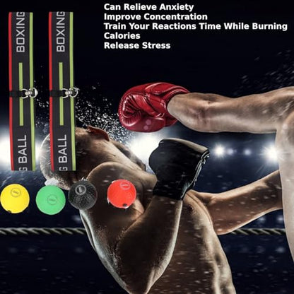 Boxing Reflex Ball Set | Adjustable Headband Reflex Ball for Hand-Eye Coordination Training | Enhance Reflexes, Speed & Skills | Ideal for All Ages & Fitness Levels