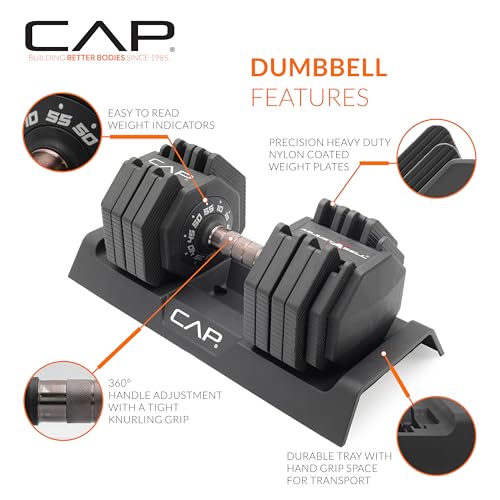 CAP ADJUSTABELL Adjustable Dumbbell Weights - Singles & Pairs | 12.5 lb, 25 lb & 55 lb | Multiple Handle Options - size: 55 lb - Copper Handle, style: Pair