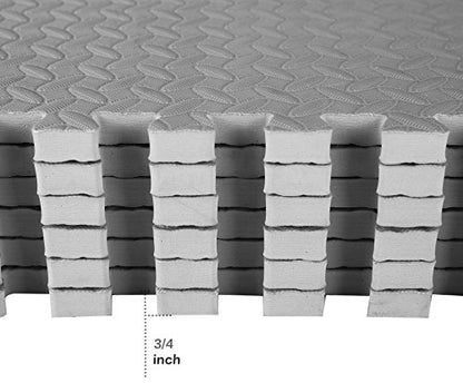 Signature Fitness Puzzle Exercise Mat with EVA Foam Interlocking Tiles - color: Grey, style: 3/4" Thick, 96 S.F., Easy Open