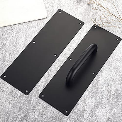 Sumnacon 1 Set 12 Inch Stainess Steel Door Handles - Sturdy Door Pull Push Plates with Screws,Solid Pull Push Handles for Home Office Public,Black - color: Black
