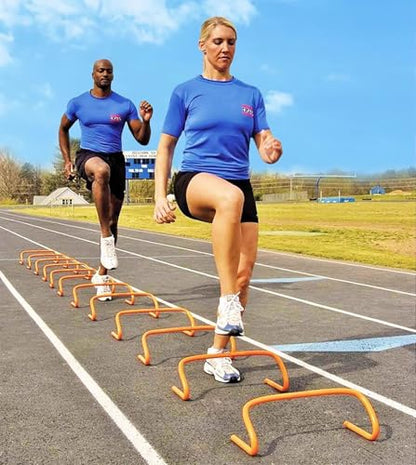 Football Hurdles Soccer Training Agility Hurdles, 5 Pack Different Height Mini Speed Hurdles with Carry Strap, Portable Workout Jumping Hurdles Obstacles Bar