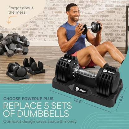 Lifepro Adjustable Dumbbells & Weights for Home Gym, Quick-Adjust - color: Dark Black