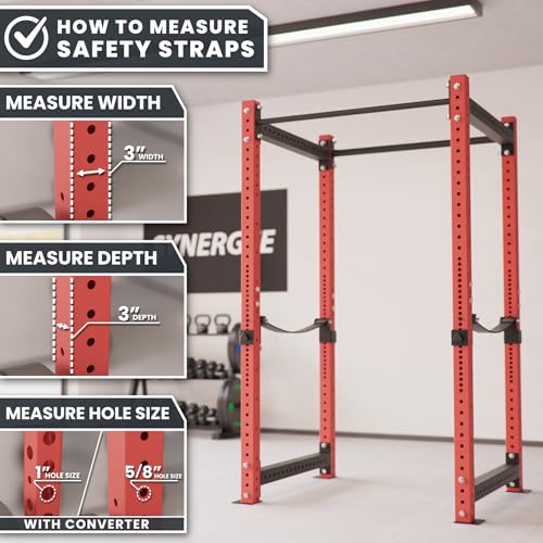 Synergee Safety Straps – Fits 2x2 2x3 3x3 Racks 750 lb - color: g) 3x3 x 35"