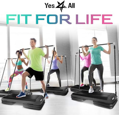 Yes4All Multi-Functional Aerobic Step Platform Adapter/Versatile Stepper Platform With Pilate Bar And Resistance Band