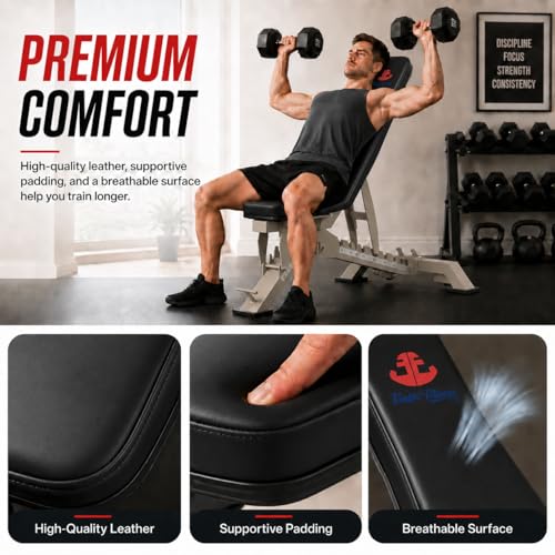 Adjustable Weight Bench 1300 lb Capacity, 40-Position Workout Bench with 10 Backrest & 4 Seat Angles, Heavy Duty Strength Training Bench for Home Gym, Garage Gym, Incline Flat Dumbbell Workouts (Light Green)