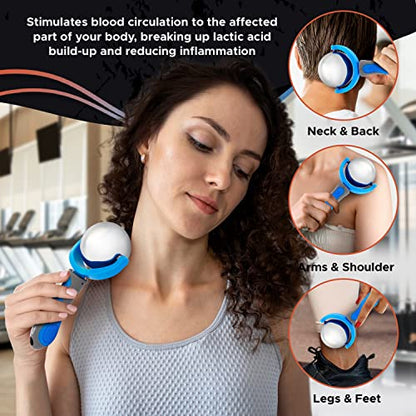 Cold Massage Roller Ball | Cold Therapy | Ice Roller Ball with Handle | cryo Stick | Relieve Muscle Pain (Blue) - color: Blue