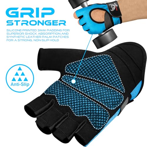 BEAST RAGE Fingerless Weight Lifting Gloves with Palm Protection Padding, Breathable Lightweight Gym Gloves for Men, Women, Weightlifting, Cycling, Exercise, Training Pull Up - color: Aqua, size: X-Small