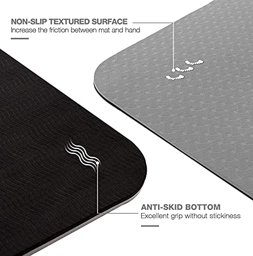 UMINEUX Large Yoga Mat for Men and Women 1/4 & 2/5 Inch Extra Thick TPE Fitness Mat for Home Gym Workout, Non-Slip, Eco Friendly Exercise Mat for Yoga, Pilates, Stretching, Meditation