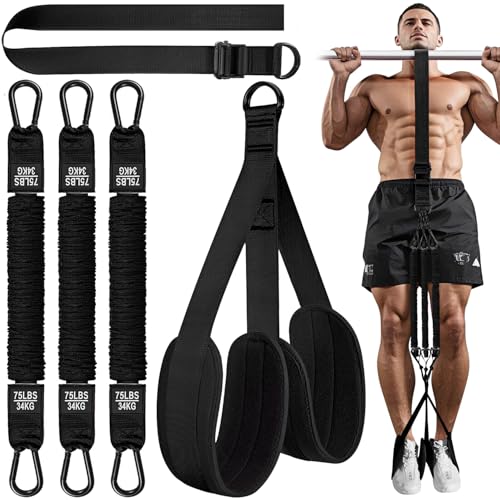 HPYGN Two Foots Pull Up Assistance Bands, Heavy Duty Resistance Band for Pull Up Bar, Adjustable Weight/Size with Fabric Feet/Knee Rest, Bands for Pull Up Assist for Strength Training, Pull Up - color: Black