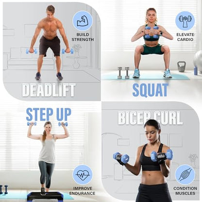 Yes4All Vinyl Hexagon Dumbbell - Dumbbells Set of 2 Hand Weights for Home Gym & Strength Training (2-15 lbs Weight Options) - color: C. 5 lbs - Little Boy Blue - Pair