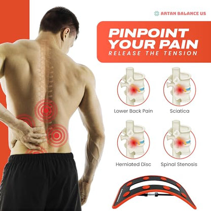 Adjustable Back Stretcher for Lower Back Pain Relief - Back Cracker for Muscle Tension Relief, Herniated Disc, Sciatica, Spine Decompression - Lumbar stretcher Max weight Capacity 220 lbs or Less