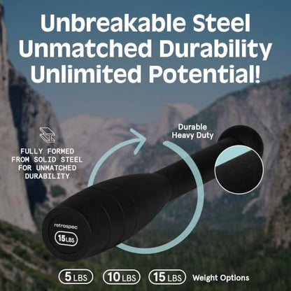 Retrospec Grip Steel Club Strength Training, Rehabilitation, Stretching, Conditioning and Rotational Training - Options for Women & Men - style: 15 lbs
