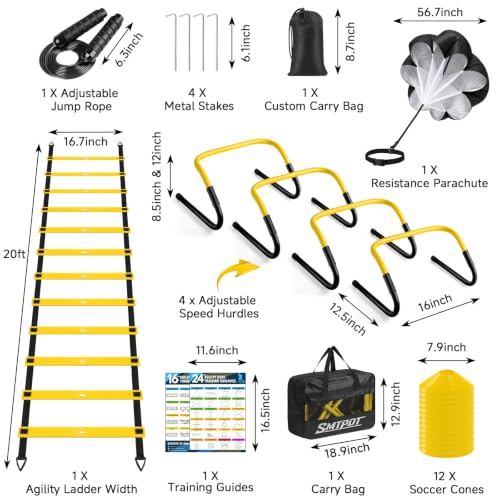 Agility Ladder, Soccer Football Training Equipment Agility & Speed Training - color: Yellow