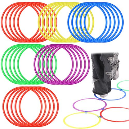 30 Pcs Agility Rings Speed and Agility Training Rings 15" Exercise Speed Circle Jumping Hoops for Training Throwing Equipment (Yellow/Blue/red/Green/Purple)