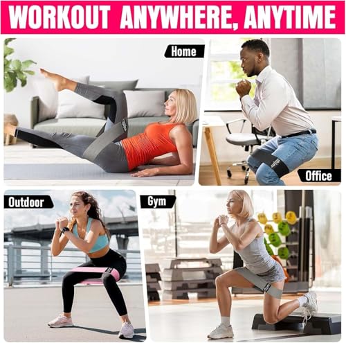 Booty & Resistance Bands – 3 Level Non-Slip Fabric Exercise Bands for Legs & Glutes, Women & Men, Squats, Hip Thigh Training, Yoga, Pilates, Home Workout - color: Pink - Purple