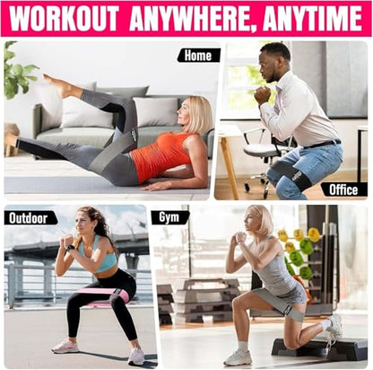 Booty & Resistance Bands – 3 Level Non-Slip Fabric Exercise Bands for Legs & Glutes, Women & Men, Squats, Hip Thigh Training, Yoga, Pilates, Home Workout - color: Pink - Purple