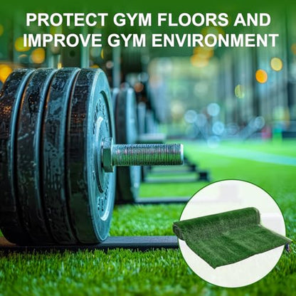 BreezeHug 65' x 3.3' (215 Sq.Ft) Gym Flooring Roll Turf Sports Sled Strips Turf Artificial Fake Grass with Non Slip Backing for Weight Sled Push Gym Equipment Training Indoor Outdoor, Green, 0.4" H