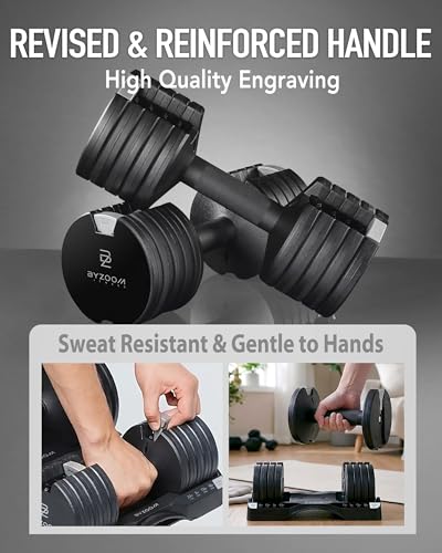 BYZOOM FITNESS Pure Series Adjustable Dumbbell - 12.5/25/27.5/50/55/75lb - ONE UNIT OR PAIR(check QTY before purchase) - 5-in-1/ 10-in-1 / 15-in-1 / 21-in-1 Flexible Hand Weights for Home Apartment Garage Gym, Strength Training & Fitness Workouts, White O