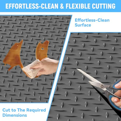 4x15 FT Garage Floor Mat, 2.8mm Thickened Diamond Plate - color: Gray, size: 4x15 FT