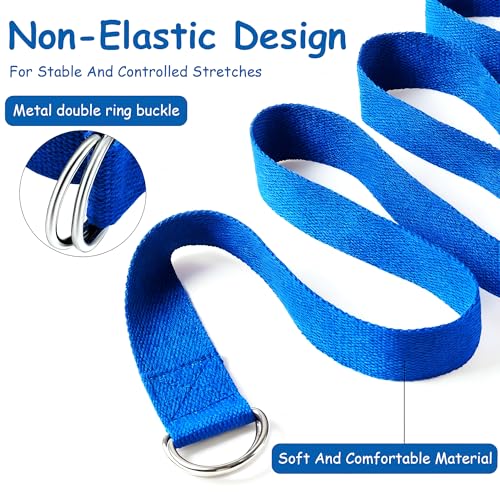 Stretching Strap Yoga Strap with Loops Stretch Straps for Physical Therapy Non Elastic Exercise Strap for Pilates Dance and Gymnastics - color: Blue