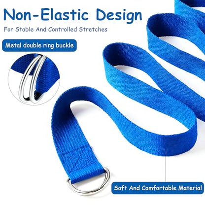 Stretching Strap Yoga Strap with Loops Stretch Straps for Physical Therapy Non Elastic Exercise Strap for Pilates Dance and Gymnastics - color: Blue