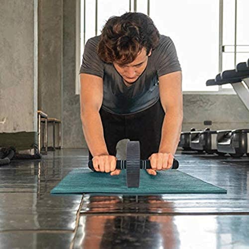 AB Wheel Roller with Knee Pad Push Up Bars Handles Grips Adjustable Skipping Jump Rope, Home Gym Workout Exercise Equipment - color: Black