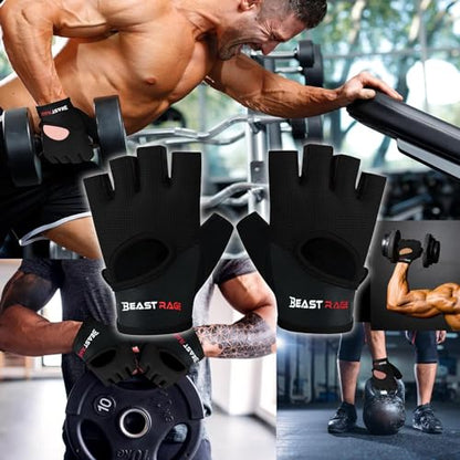 Workout Gloves for Men & Women - Fingerless Gym Gloves with Palm Protection, Breathable & Lightweight for Weightlifting, Cycling & Pull Up