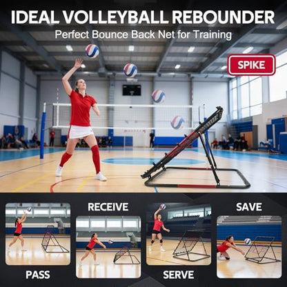 Volleyball Rebounder Net 40"x40" – Adjustable Angles Bounce Back Training Equipment for Volleyball, Baseball, Softball & Lacrosse, Durable, Portable, Easy Setup for Indoor & Outdoor Practice