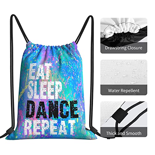 Drawstring Backpack Gym String Bag Sports Drawstring Sackpack For Women Men - color: Eat Sleep Dance Repeat