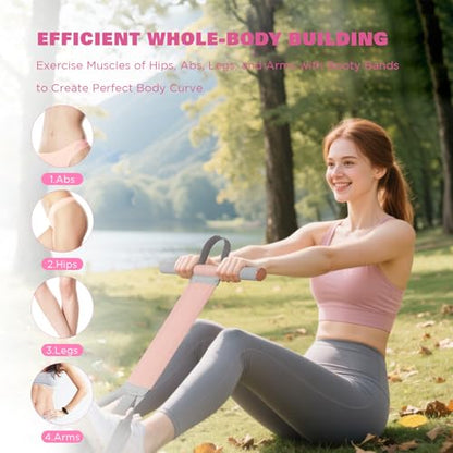 Fitness Resistance Band with Handles & Non-Slip Pedal, 150lb Fabric Exercise Bands, Yoga Starter Sets Sit Up Pull Rope for Full Body Strength Training, Stretch Band Workout Equipment
