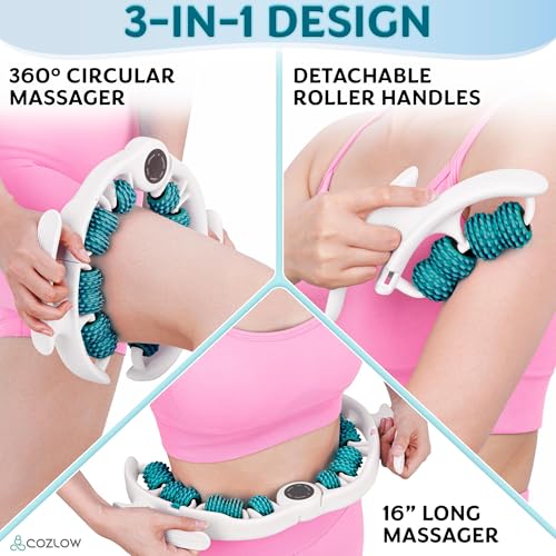 Cellulite Massage Roller - Green - Anti-Cellulite Massager with Detachable Roller Handles for Thighs, Legs & Buttocks - Fascia Massage Tool for Lymphatic Drainage & Deep Tissue Therapy - color: Green