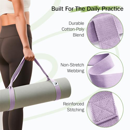 Slim Panda Yoga Mat Straps for Carrying, Adjustable Yoga Mat Carrier Sling Fits All Mats(Mat Not Included) - color: Lavender, size: 72 inches