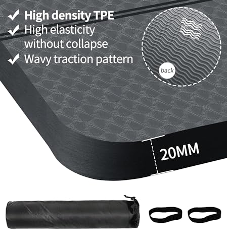 nuveti Large Exercise Mat - 15mm/20mm/30mm Thick Yoga Mat | Workout Mat for Fitness, Yoga, Pilates, Stretching & Floor Exercises for Women & Men with Free Carrying Bag