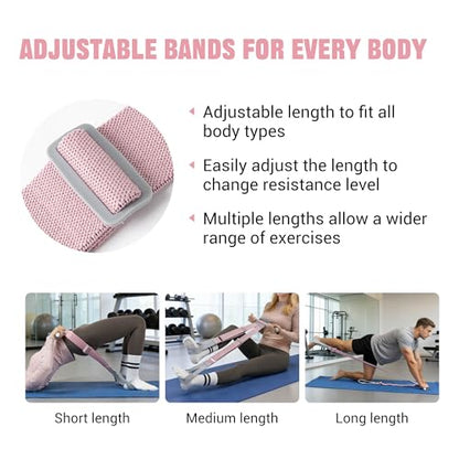 Foot Pedal Resistance Band for Women Core Workout, Fabric Resistance Band with Handles 150lb Full-Body Exercise Band for Arm & Leg Muscle Training, Adjustable & Fixed Length Options - style: Adjustable