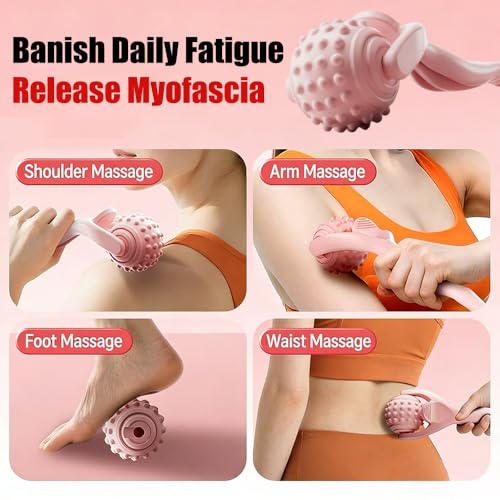 Demountable Roller Massage Ball | 2 in 1 Ergonomic Handle, Muscle Roller Stick, Manual Massage Tools, Relief Neck Arm Back Leg Body Deep Release
