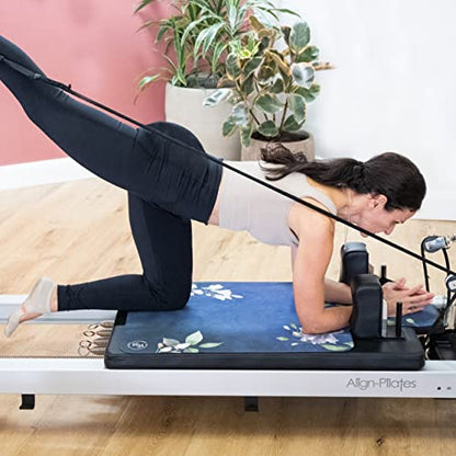 Pilates Reformer Mat and Towel - Exercise Fitness Gym Mat - Mini Travel Yoga Mat With Black Rubber Backing - Lightweight Non-Slip Portable Mat With Carry Bag - Pilates Socks Optional - color: Secret Garden