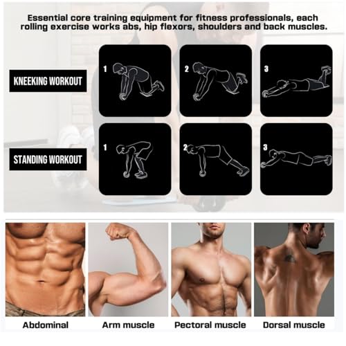 Ab Roller Wheel, Abdominal Wheel for Abdominal Exercise Machine, Arespark Home Gym Equipment for Core Workout, No Noise Ab Roller Exercise Equipment with Knee Mat and Foam Handle
