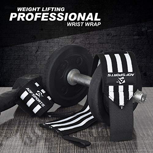 AQF Wrist Wraps for Weightlifting & Powerlifting, 18" USPA Approved (Pair) - color: White & Black