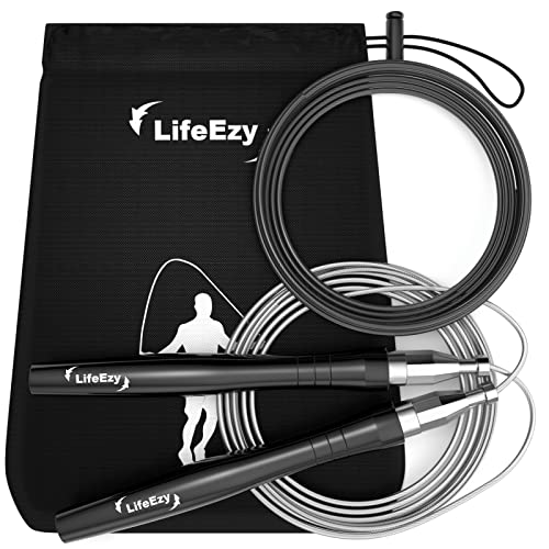 Jump Rope, High Speed Weighted Jump Rope - Premium Quality Tangle-Free - Self-Locking Screw-Free Design - Jump Ropes for Fitness - Skipping Rope for Workout Fitness, Crossfit & Home Exercises - color: Black