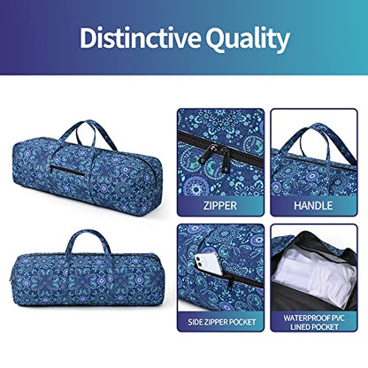 | Yoga Mat Bag | Large Yoga Mat Carrier with Wet Pocket | Yoga Gifts | Gym Tote Bag for Women - color: Blue