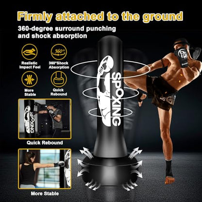 Heavy Punching Bag with Stand Adults Teens,70" Free Standing Boxing Bags,Kickboxing Training Equipment Bags for Beginners Kickboxing Training MMA Muay Thai Fitness Office Home Gym