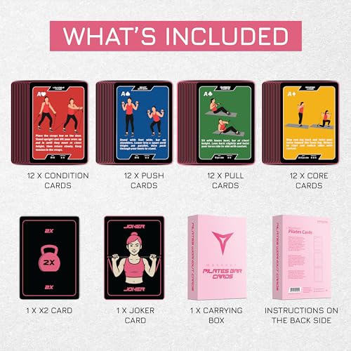 BREAKING LIMITS Pilates Workout Cards Deck - Body Weight Exercise Cards for Home Workouts - Fitness Cards for Men & Women - Body Deck for Weightlifting - Pilates Workout Card Games (Pilates Bar)