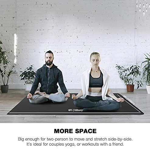 UMINEUX Large Yoga Mat for Men and Women 1/4 & 2/5 Inch Extra Thick TPE Fitness Mat for Home Gym Workout, Non-Slip, Eco Friendly Exercise Mat for Yoga, Pilates, Stretching, Meditation