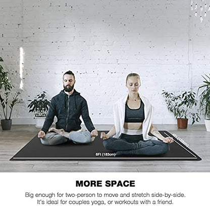 UMINEUX Large Yoga Mat for Men and Women 1/4 & 2/5 Inch Extra Thick TPE Fitness Mat for Home Gym Workout, Non-Slip, Eco Friendly Exercise Mat for Yoga, Pilates, Stretching, Meditation