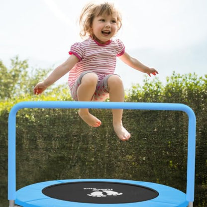 RAVS 36" Toddler Trampoline, Foldable Indoor Kids Trampoline with Handle - color: Blue