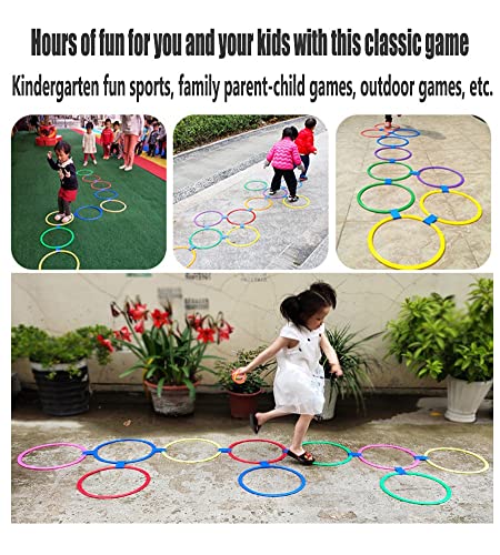 Hop Floor Hopscotch Ring Game, Kids Balance Coordination Agility Speed Training Game Equipment, 10 Rings10 Buckle - size: 28cm/11"