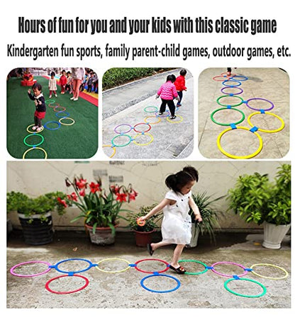 Hop Floor Hopscotch Ring Game, Kids Balance Coordination Agility Speed Training Game Equipment, 10 Rings10 Buckle - size: 28cm/11"
