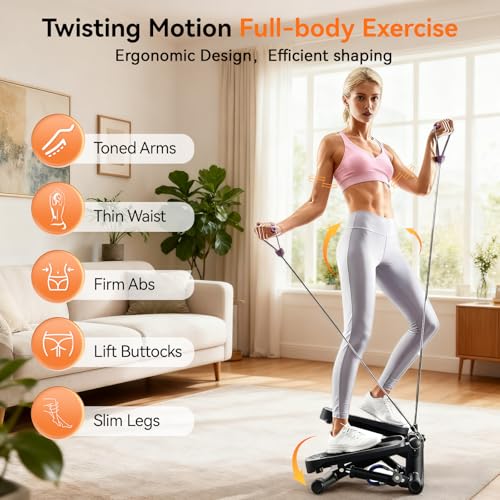 Steppers for Exercise at Home, Mini Stepper with Resistance Bands for Full Body Workout, Portable Stair Stepper for Home, Smooth and Quiet, Stepper Machine with LCD Monitor - size: Twist Stepper