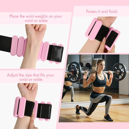 Wrist Ankle Weights for Women, Adjustable Ankle Weights Strength Training Silicone Bracelets Workout Wrist Ankle Weights for Men Women Yoga Running Dance Ankle Arm Leg Weights (2lb)