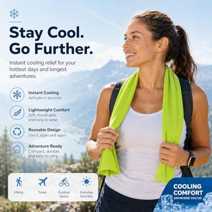 Large Cooling Towel for Neck and Face, 43.3 x 15.7 in, Lime Green - color: Green